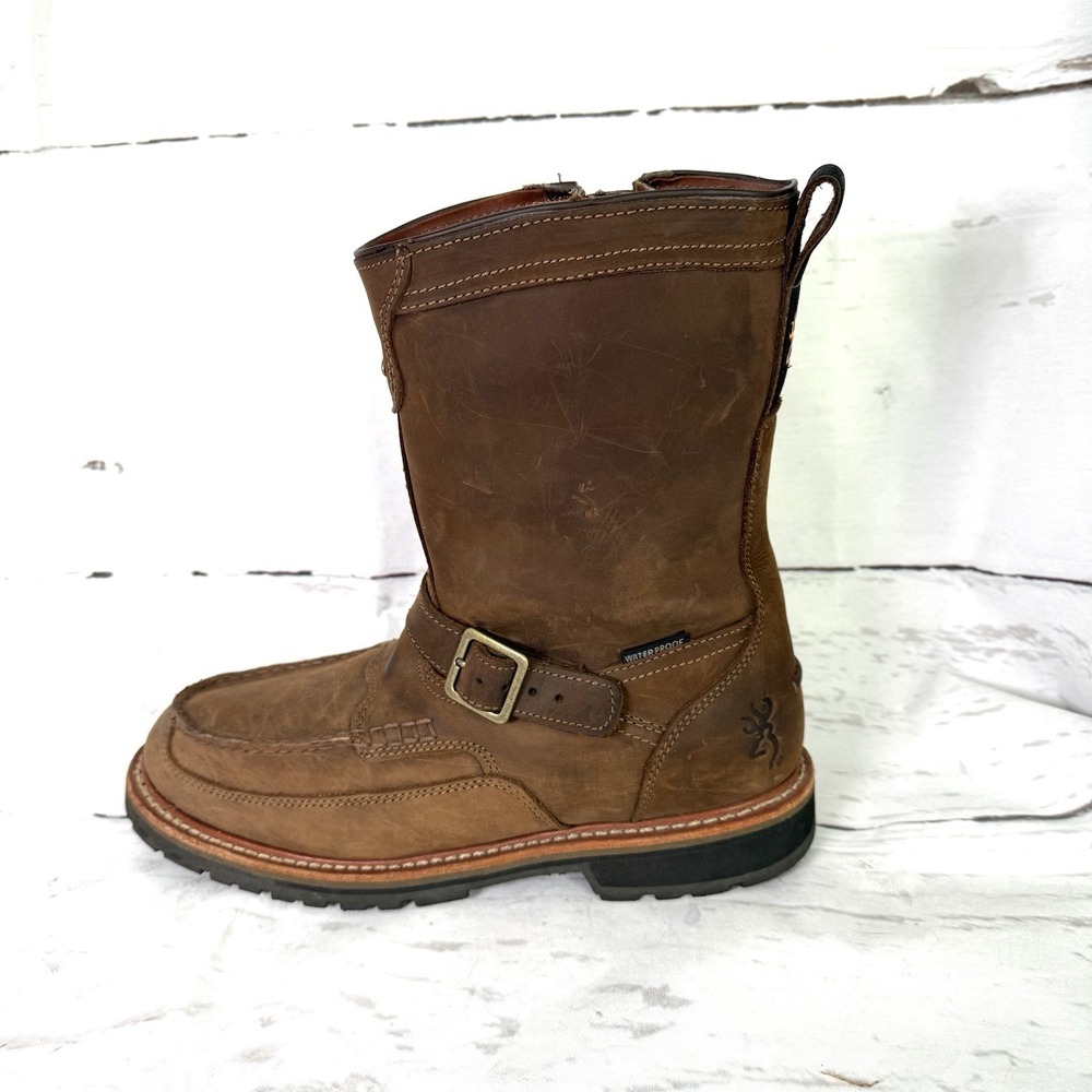 Browning Men's 10W Brown Leather Tall Engineer Hunting Boots BR9312 Waterproof
